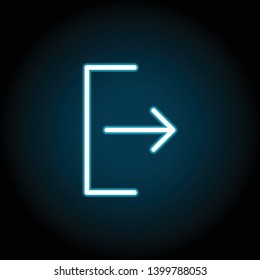 arrow, log out neon icon. Simple thin line, outline vector of Arrow icons for UI and UX, website or mobile application on dark blue gradient background
