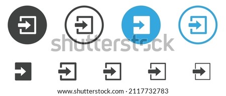 arrow Login icon - Enter symbol, log in icon button - arrow and door icon entry symbols in filled, thin line, outline and stroke style for apps and website	
 Foto d'archivio © 