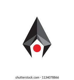 Arrow logo 3d with red circle 