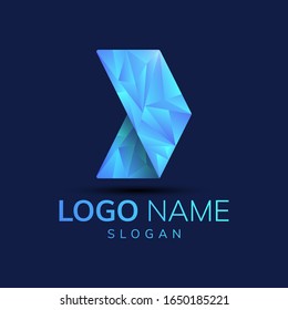 Arrow logo. Abstract geometric logo design with crystal texture, arrow icon, template design vector, geometric triangles logo.