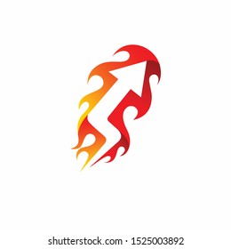arrow logo accompanied fire silhouette