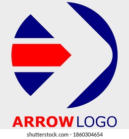 The arrow logo in blue and red on a gray background is perfect for printing clothes and more