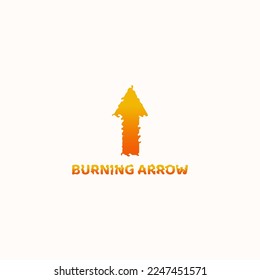 Logo de flecha ardiendo con llamas ardientes.
