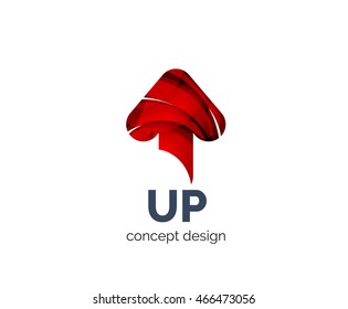 Up arrow logo business branding icon, created with color overlapping elements. Glossy abstract geometric style, single logotype