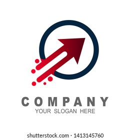Arrow logo, circle and compass logo symbol and icon vector template