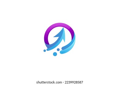 Arrow logo in circle shape with splash effect