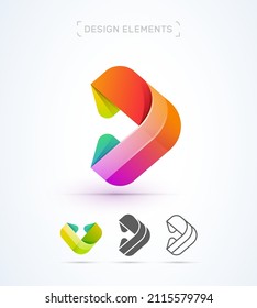 Arrow logo collection. App icon. Letter V, play button.