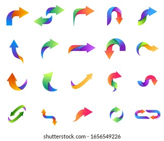 schmale Logo-bunter Design mit kreativem Design. Vektorillustration mit Symbolpfeilen