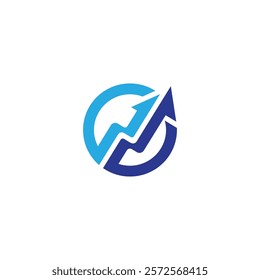 up arrow logo with a combination of circle shapes in a flat design style suitable for business, finance, investment and others