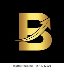 Logotipo de la flecha se combina con la letra B Plantilla de Vector