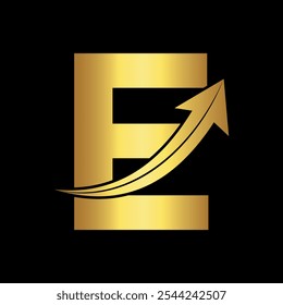 Arrow Logo combine with letter E vector template