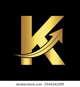 Arrow Logo combine with letter K vector template
