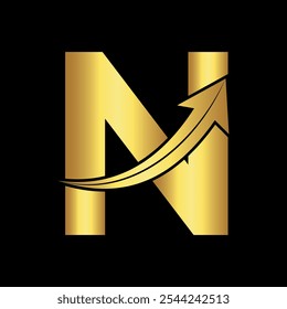 Logotipo de la flecha se combina con la letra N Vector Plantilla