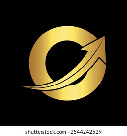 Logotipo de la flecha combinado con la letra O Plantilla de Vector