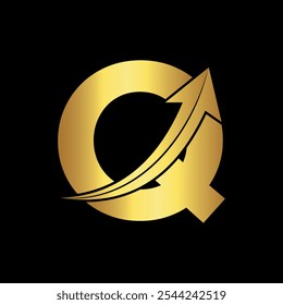 Arrow Logo combine with letter Q vector template