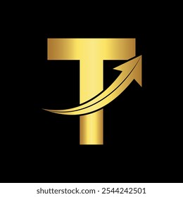 Arrow Logo combine with letter T vector template