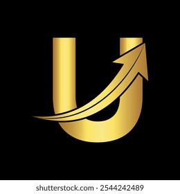 Logotipo de flecha combinado con la letra U Vector Plantilla