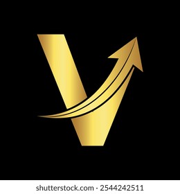 Arrow Logo combine with letter V vector template