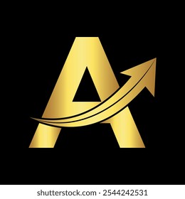Arrow Logo combine with letter A vector template