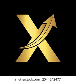 Arrow Logo combine with letter X vector template