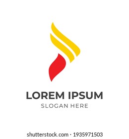 arrow logo concept with flat red and yellow color style
