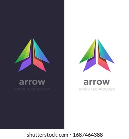 Arrow logo. Creativ colorful stack arrow icon