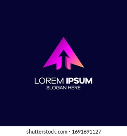 Vector de plantillas creativas con logotipo de flecha arriba