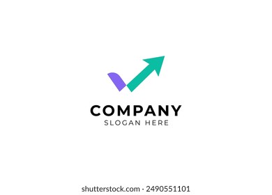 Up arrow logo design with check mark combination simple vector concept