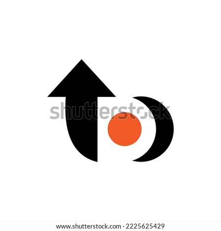 Up arrow logo design concept letter D with sun and crescent moon illustration.