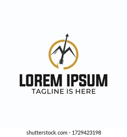 Arrow logo design facing up. Silhouette of the mountain in the middle of the arrow.