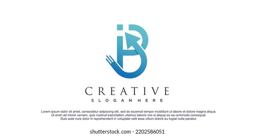 Arrow logo design with letter b concept premium vector