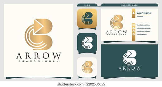 Diseño de logotipo de flecha con vector de prima de concepto de letra b