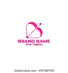 arrow logo design with love shape combination