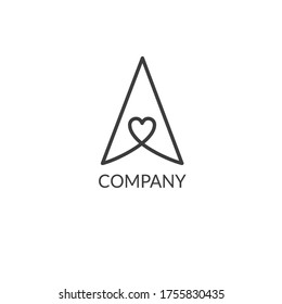 arrow logo design template, love symbol inside arrow head , usable for business, technology, web icon, graphic icon sign symbol design template illustration