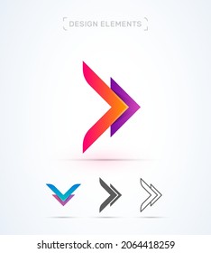 Arrow logo design template. Modern vector 3d, flat and line art styles. App icon or Company sign