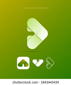 Plantilla de diseño del logotipo de flecha, botón Reproducir. Multimedia, reproductor, concepto de icono de música