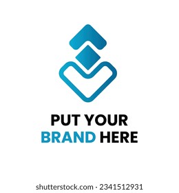 Arrow logo design upside down with blue gradation color