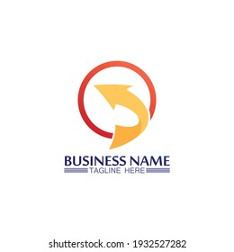 Vector de diseño de logotipo de flecha para música, medios, reproducción, audio y velocidad digitales, finanzas, logotipo de plantilla de negocio