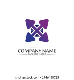 Arrow logo  design vector for music, media, play, digital audio and speed, finance, business template logo