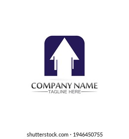 Arrow logo  design vector for music, media, play, digital audio and speed, finance, business template logo