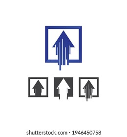 Arrow logo  design vector for music, media, play, digital audio and speed, finance, business template logo