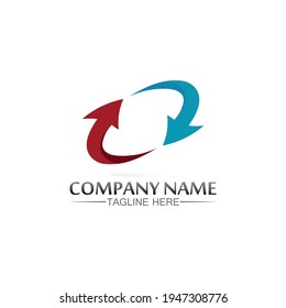 Vector de diseño de logotipo de flecha para música, medios, reproducción, audio y velocidad digitales, finanzas, logotipo de plantilla de negocio
