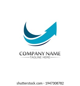 Arrow logo  design vector for music, media, play, digital audio and speed, finance, business template logo