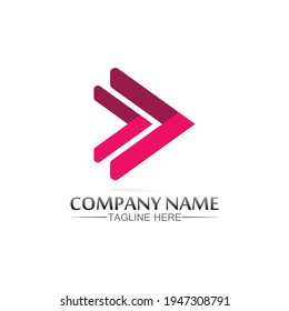 Arrow logo  design vector for music, media, play, digital audio and speed, finance, business template logo