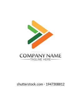Arrow logo  design vector for music, media, play, digital audio and speed, finance, business template logo