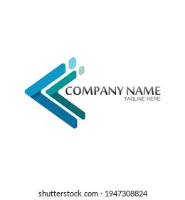 Vector de diseño de logotipo de flecha para música, medios, reproducción, audio y velocidad digitales, finanzas, logotipo de plantilla de negocio