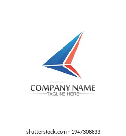 Arrow logo  design vector for music, media, play, digital audio and speed, finance, business template logo