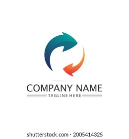 Arrow logo  design vector for music, media, play, digital audio and speed, finance, business template logo
