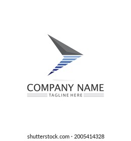 Arrow logo  design vector for music, media, play, digital audio and speed, finance, business template logo