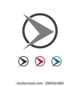 Arrow logo  design vector for music, media, play, digital audio and speed, finance, business template logo